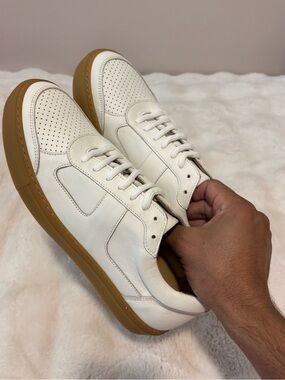 White Leather Men’s Sneakers with Gum Sole